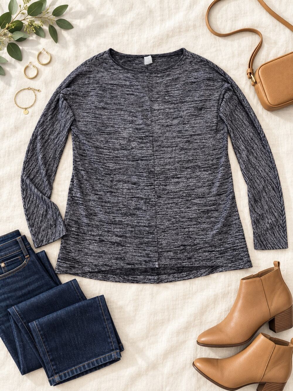 GAP Small Gray Marled Dolman Sleeve Knit Pullover
